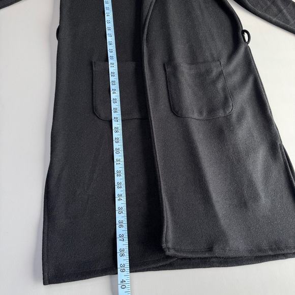 TIME AND TRU Belted Coatigan S Black Open Front Longline Duster Pockets Casual - Picture 8 of 12